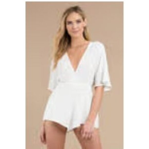 NWT Tobi Danielle Romper, Black, Medium, Lined Shorts, Open Back, Deep V-neck - Picture 13 of 16